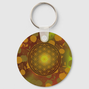 bloem van het leven, chakra, zen, heilige geometri sleutelhanger