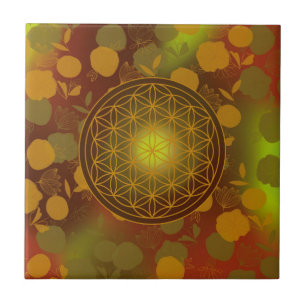 bloem van het leven, chakra, zen, heilige geometri tegeltje