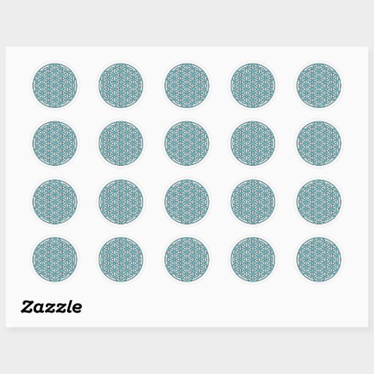 Bloem van het Leven Enige Turquoise Ronde Sticker (Vel)