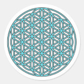 Bloem van het Leven Enige Turquoise Ronde Sticker (Voorkant)