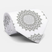 Bloem van het leven - Fractal Mandala grijs groen Stropdas (Opgerold)