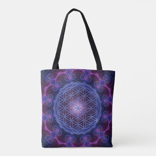Bloem van het leven - Fractal Mandala Square II Tote Bag (Achterkant)