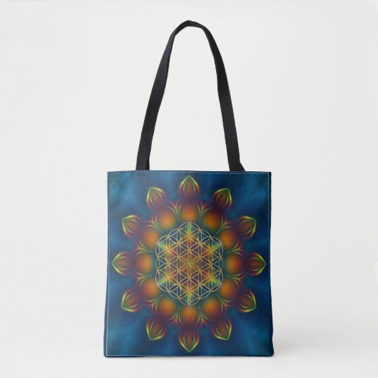 Bloem van het leven - Fractal Mandala Square III Tote Bag (Voorkant)