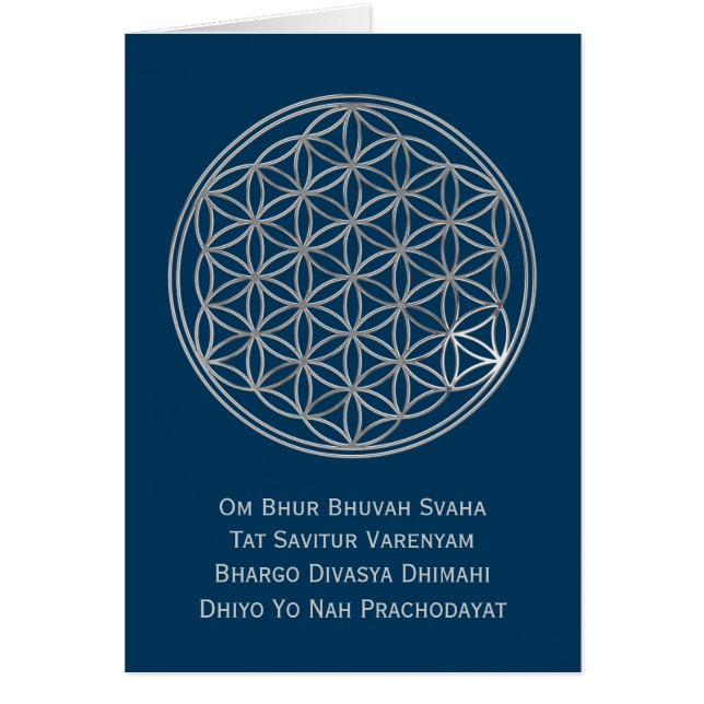Bloem van het Leven & GAYATRI MANTRA | zilver, don (Voorkant)