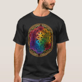 Bloem van het leven Geometrie Chakra Meditation T-shirt (Voorkant)