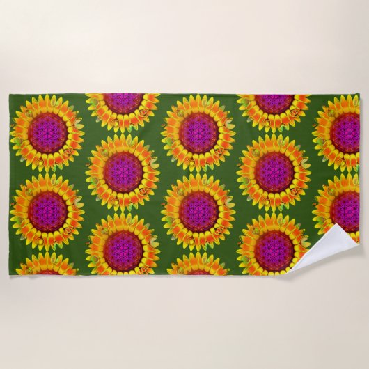 Bloem Van Het Leven - Geometrische Bloem 4 Strandlaken (Voorkant)