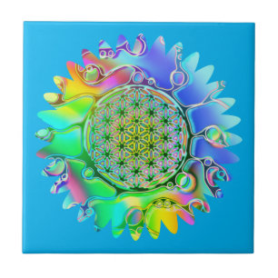 Bloem van het Leven - Geometrische Bloesem 5 Tegeltje