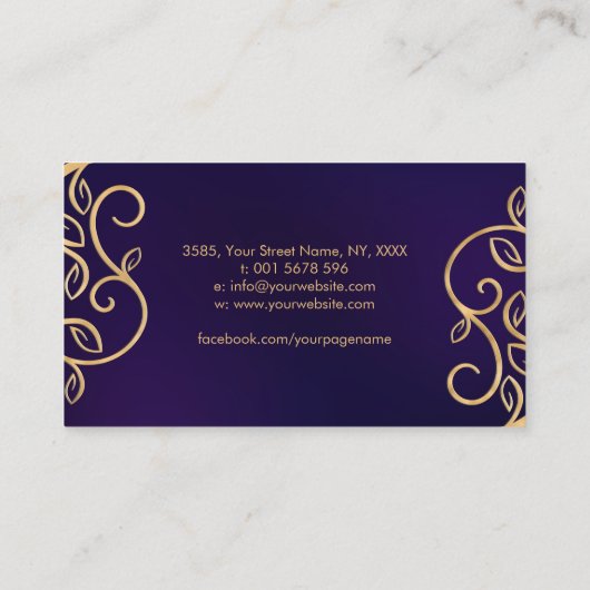 Bloem van het leven - Golden Swirl Art Visitekaartje (Achterkant)