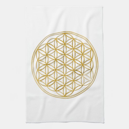 BLOEM VAN HET LEVEN - goud Theedoek (Verticaal)