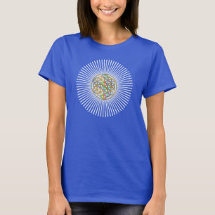 Bloem van het Leven - gouden kleurrijke & witte st T-shirt