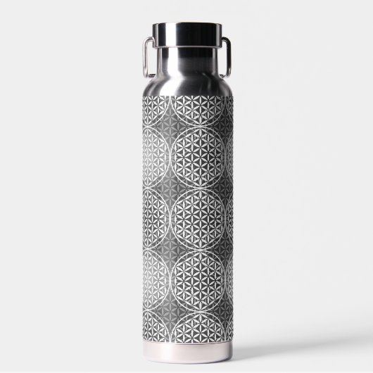 BLOEM VAN HET LEVEN - grijs mengpatroon Waterfles (Voorkant)