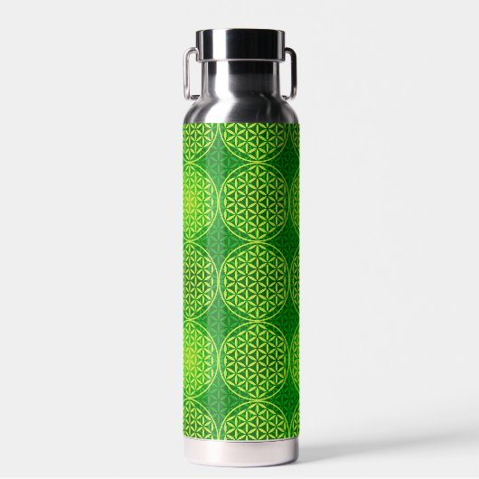 BLOEM VAN HET LEVEN - groen mix patroon Waterfles (Voorkant)