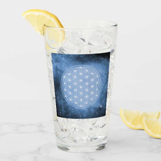 bloem van het leven, heilig geometrisch, chakra,be glas (Voorkant ijs)