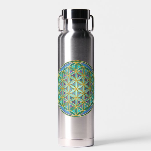 BLOEM VAN HET LEVEN - Heilig Geometrisch Ontwerp 1 Waterfles (Voorkant)