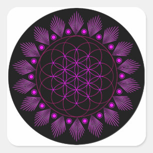 Bloem van het leven, Heilige Geometrie, Healing Sy Vierkante Sticker