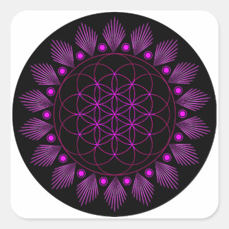 Bloem van het leven, Heilige Geometrie, Healing Sy Vierkante Sticker