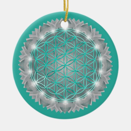 BLOEM VAN HET LEVEN - Heilige Geometrie Licht 2 Keramisch Ornament (Voorkant)
