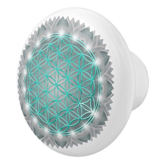 BLOEM VAN HET LEVEN - Heilige Geometrie Licht 2 Keramische Knop (Rechts)