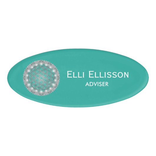 BLOEM VAN HET LEVEN - Heilige Geometrie Licht 2 Naambadge (Voorkant)