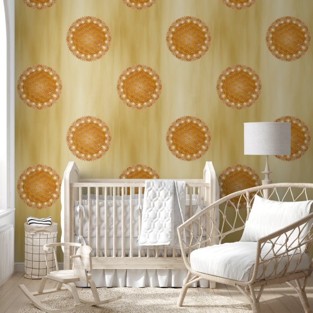 BLOEM VAN HET LEVEN - Heilige Geometrie Licht 3 Behang (Kinderen)