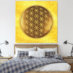 BLOEM VAN HET LEVEN - Heilige Geometrie Medaillon Canvas Afdruk