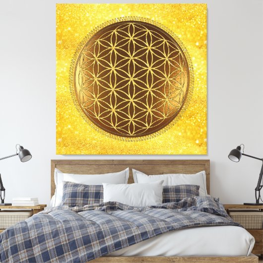 BLOEM VAN HET LEVEN - Heilige Geometrie Medaillon Canvas Afdruk (Insitu (Slaapkamer))