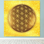 BLOEM VAN HET LEVEN - Heilige Geometrie Medaillon Canvas Afdruk (Insitu (Houten vloer))