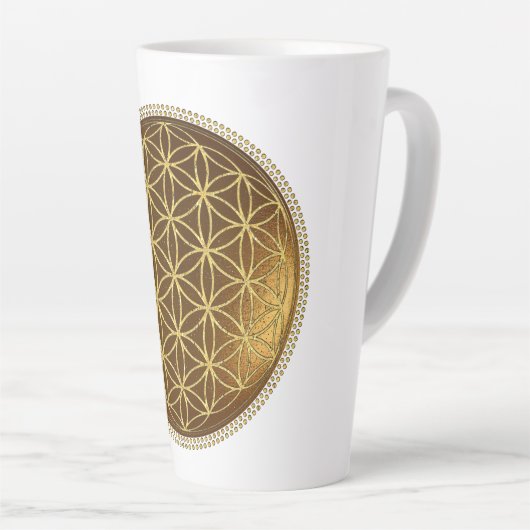 BLOEM VAN HET LEVEN - Heilige Geometrie Medaillon  Latte Mok (Rechterhoek)