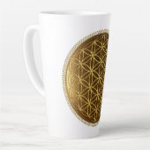 BLOEM VAN HET LEVEN - Heilige Geometrie Medaillon  Latte Mok (Linkerhoek)