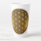 BLOEM VAN HET LEVEN - Heilige Geometrie Medaillon Latte Mok (Voorkant)