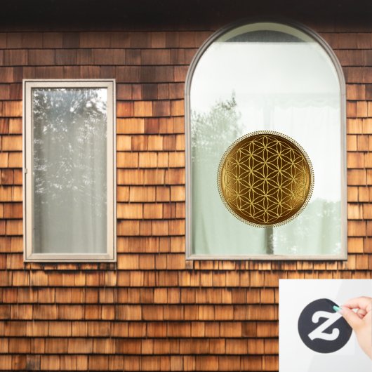 BLOEM VAN HET LEVEN - Heilige Geometrie Medaillon Raamsticker (Huis Raam)