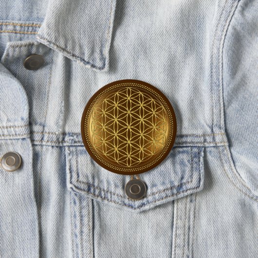 BLOEM VAN HET LEVEN - Heilige Geometrie Medaillon Ronde Button 7,6 Cm (In situ)
