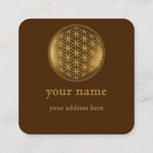BLOEM VAN HET LEVEN - Heilige Geometrie Medaillon  Vierkante Visitekaartje (Achterkant)