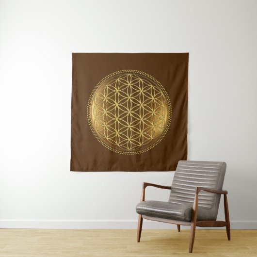 BLOEM VAN HET LEVEN - Heilige Geometrie Medaillon  Wandkleed (In situ)