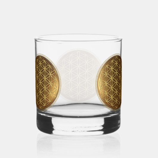 BLOEM VAN HET LEVEN - Heilige Geometrie Medaillon  Whisky Glas (Rechts)