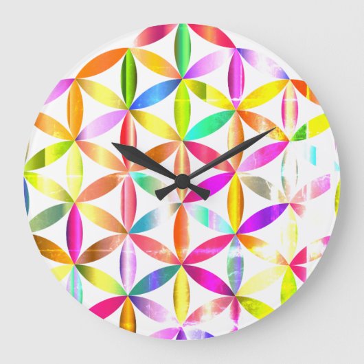 Bloem van het Leven Heilige Geometrie Ontwerp Wand Grote Klok (Voorkant)