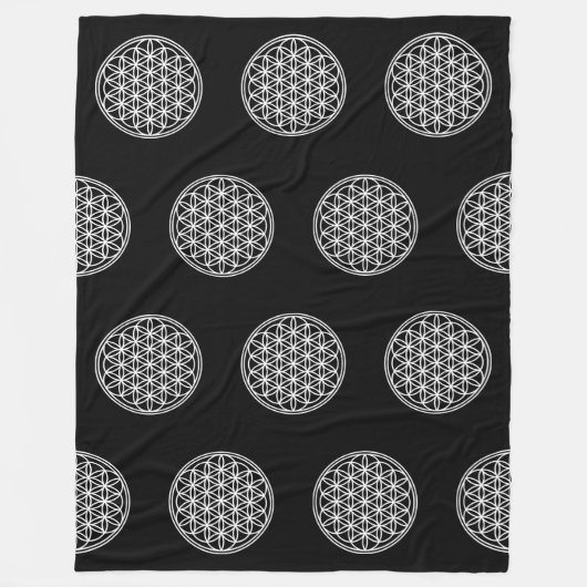 BLOEM VAN HET LEVEN - Heilige Geometrie Symboolomt Fleece Deken (Voorkant)
