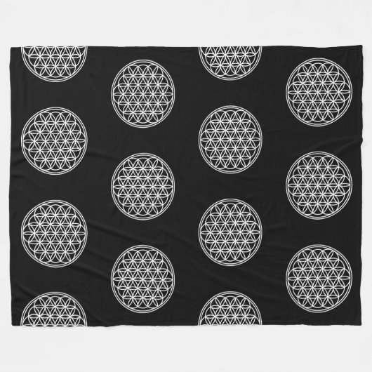 BLOEM VAN HET LEVEN - Heilige Geometrie Symboolomt Fleece Deken (Voorkant (Horizontaal))