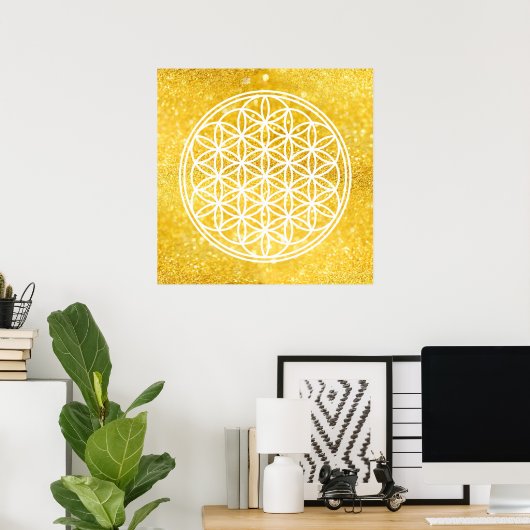 BLOEM VAN HET LEVEN - Heilige Geometrie Symboolomt Poster (Thuiskantoor)