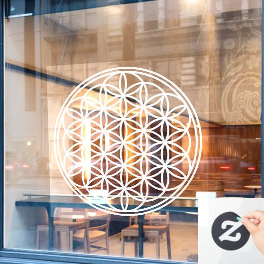 BLOEM VAN HET LEVEN - Heilige Geometrie Symboolomt Raamsticker (Cafe Raam)