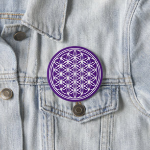 BLOEM VAN HET LEVEN - Heilige Geometrie Symboolomt Ronde Button 7,6 Cm