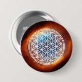 BLOEM VAN HET LEVEN - Heilige Geometrie Symboolomt Ronde Button 7,6 Cm (Voorkant /achterkant)