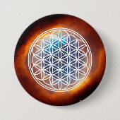 BLOEM VAN HET LEVEN - Heilige Geometrie Symboolomt Ronde Button 7,6 Cm (Voorkant)