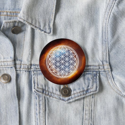 BLOEM VAN HET LEVEN - Heilige Geometrie Symboolomt Ronde Button 7,6 Cm (In situ)