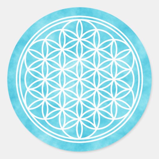 BLOEM VAN HET LEVEN - Heilige Geometrie Symboolomt Ronde Sticker (Voorkant)