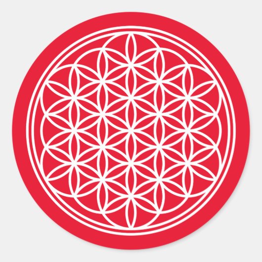 BLOEM VAN HET LEVEN - Heilige Geometrie Symboolomt Ronde Sticker (Voorkant)