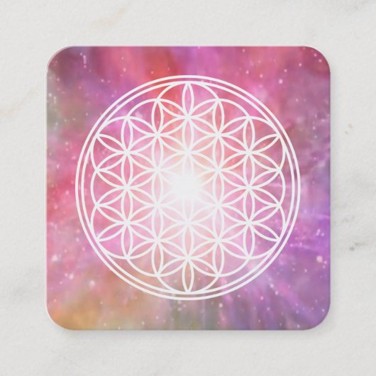 BLOEM VAN HET LEVEN - Heilige Geometrie Symboolomt Vierkante Visitekaartje (Voorkant)