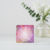 BLOEM VAN HET LEVEN - Heilige Geometrie Symboolomt Vierkante Visitekaartje (Staand voorkant)