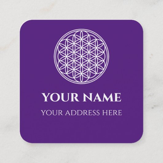 BLOEM VAN HET LEVEN - Heilige Geometrie Symboolomt Vierkante Visitekaartje (Achterkant)