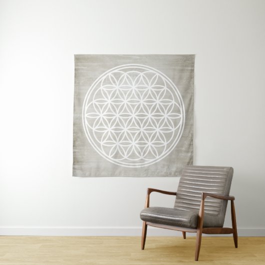 BLOEM VAN HET LEVEN - Heilige Geometrie Symboolomt Wandkleed (In Situ (horizontaal))